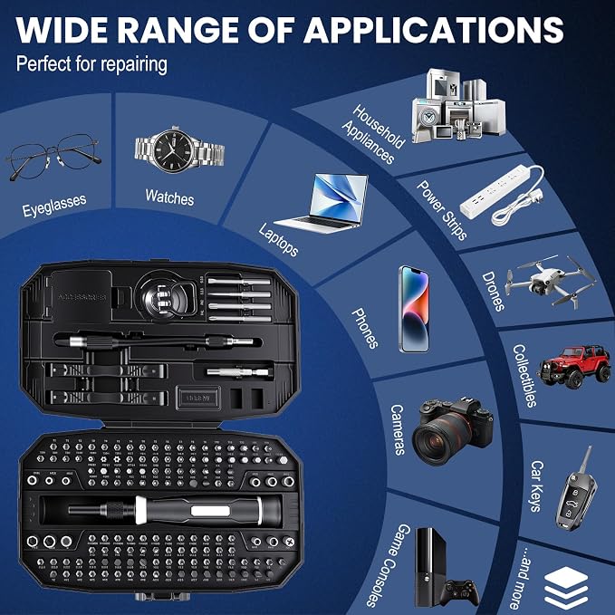 152-in-1 Precision Screwdriver Set, Electronics Repair Kit with Magnetic CR-V Bits, Phone Laptop Repair Tool Kit for iPhone, MacBook, PC, Game Console, Tablet, Cameras, Drones