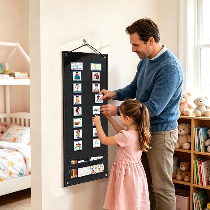 AKAYOK Felt Board - Double-Sided Flannel Boards Stories for Preschool Learning, Interactive Storytelling & Play | 33" x 12" Foldable Felt Letter Board for Home & Classroom Use