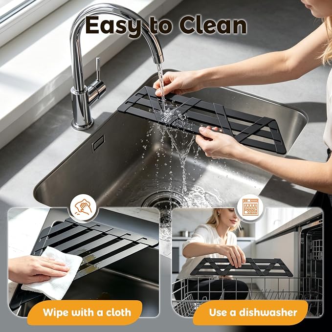 Sink Corner Drying Rack - Foldable Triangular Sink Sponge Holder, Dish Drying Rack Over the Sink, Kitchen Sink Accessories (Grey, 19.69" x 12.2")