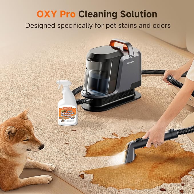 Uwant 18Kpa Upholstery Cleaner Machine with Pet Pro Solution&Tools | Portable Carpet Cleaner with 3 Brush Heads for Cars, Pets 2in1 Carpet Cleaner Machine for Spot, Rugs, Couch