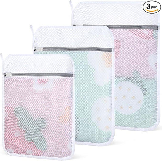 3-Pack Durable Honeycomb Mesh Laundry Bags for Delicates, M + L + XL | 120gsm Honeycomb Mesh, Sturdy Zipper, Protect Delicates, Reusable, Washer & Dryer Safe, For College, Dorm, Home and Travel