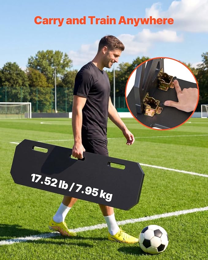 VEVOR Soccer Rebounder Board, Mult-Adjustable Angles Portable Soccer Rebound Wall, Foldable Kickback Board, Soccer Practice Equipment, Ideal for Kids & Adults Passing & Shooting Drills