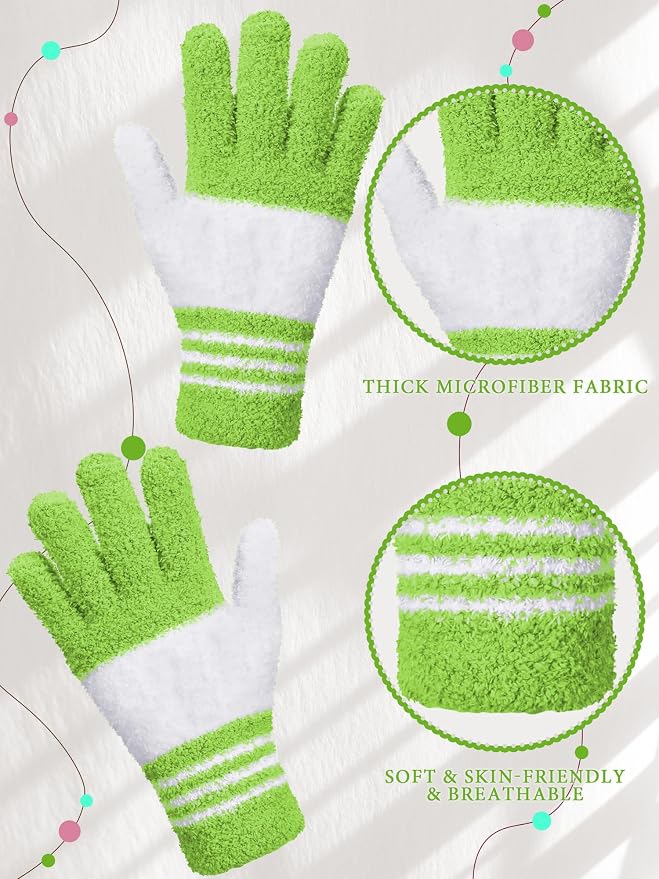 Patelai 3 Pairs Microfiber Plant Dusting Gloves Leaf Cleaning Gloves for Indoor Plants, Blinds, Furniture, House (Yellow,Blue,Pink,White,Large)