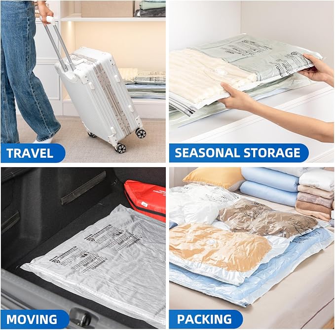 TAILI 8 Pack Vacuum Storage Bags, Jumbo Size (31×40 inch), Vacuum Seal Bags for Clothing, Bulky Bedding, Comforter, Blankets, Pillows, Space Saver Packing
