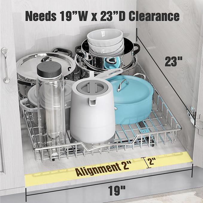 Simple Houseware Under Cabinet Pull Out Sliding Shelf Drawer, 21Dx17W | for Kitchen Organizer