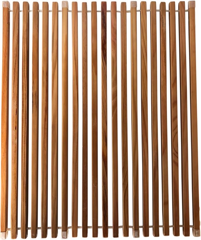 Roll Up Wooden Drying Rack Over The Sink Kitchen, Cover Sink Dry Dishes Bowl Spoon Quickly, Aesthetics and Finishes Coating, Neat Design Stain-Resistant Easy to Dry (Natural Wood color)
