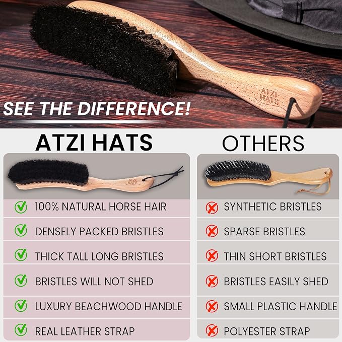 Clothes Brush, Horse Hair Bristle, Cowboy Hat Brush, Suit Lint Brush, Wool, Cashmere, Velvet, Suede, Fabric Brush, Furniture Pet Hair Brush, Long Beech Wood Handle