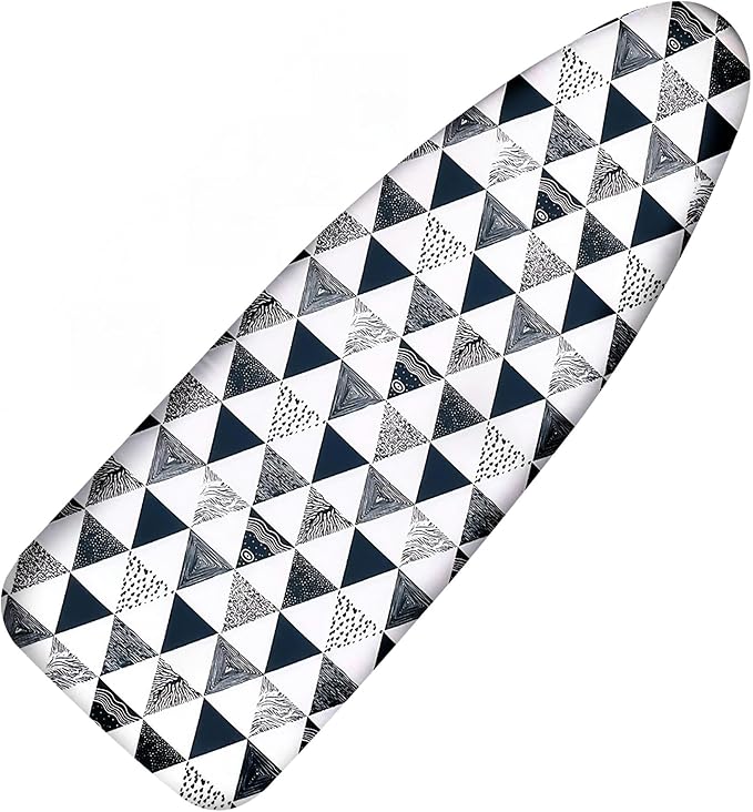 Ironing Board Cover and Pad, 18x49 Extra Wide Thick Iron Padding, Scorch & Stain Resistant Ironing board cover, Heavy Duty Iron Board Padded with Adjustable Fasteners Elastic Edge, Geometric Grey