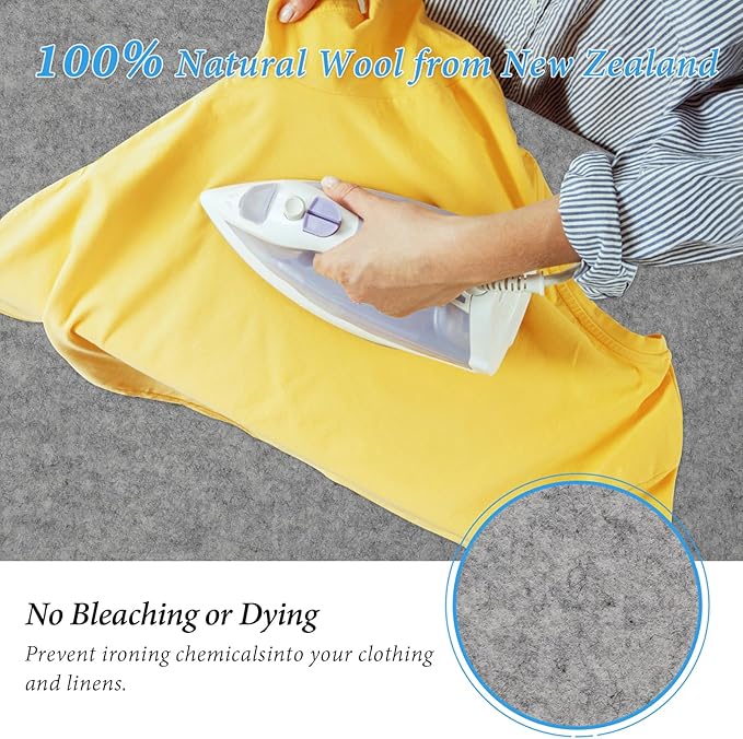 Wool Pressing Mat for Quilting15 x 54 XL Extra Large Felt Ironing Pad 3/8" Thick, 100% Natural Wool Heat Resistant for Ironing, Sewing, Cutting on Ironing Board, Tabletop, Dryer, Countertop