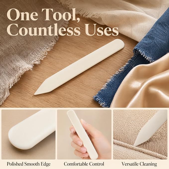 Ox Bone Clothes Scraper Tool for Fabric Stain Removal | Laundry Pretreatment Scraper for Clothing, Carpet, Upholstery and Delicate Fabrics, Smooth Polished Cleaning Tool