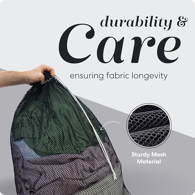 Handy Laundry Mesh XL Laundry Bag - Durable, Machine Washable with Secure Drawstring Closure - Perfect for College Dorms, Laundromats, Apartments (Black, Large 24" x 36") | XL 24x36 Mesh Laundry Bag, Secure Drawstring, Heavy Duty, Machine Washable, for...