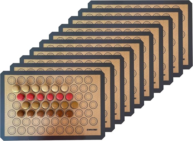 Macaron Silicone Baking Mats - Set of 10 - Full Size - 16 x 24inch, Non-Stick Macaron Mat for Perfect Baking - Dishwasher & Oven Safe, Ideal for Macarons, Cookies, Bread, and More