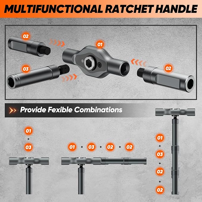 Saker 42 in 1 Magnetic Screwdriver Set Multi Bit Free Combination Ratchet Screwdriver Set Portable Repair Tool Kit for Gifts, Furniture, Computer, Bicycle and DIY Grey