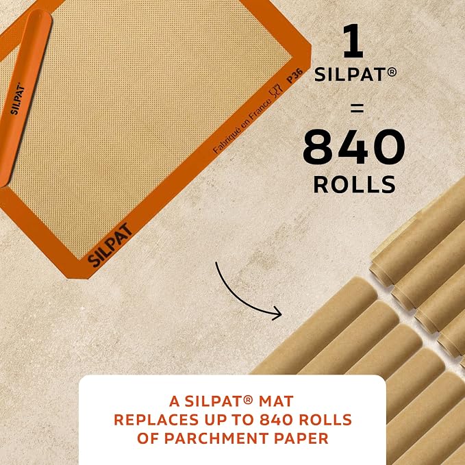 Silpat The Original Silicone Baking Mat with Storage Band, Half Sheet Size, 11-5/8" x 16-1/2" (AE420295-40)
