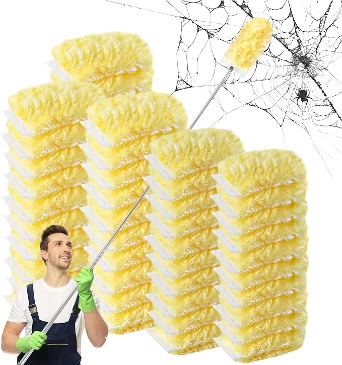 Duster Refills,Static Dust Removal Compatible with Swiffer for Dusting 30ct | Cobweb Duster with 84“ Extension Pole,Disposable Dusters Kit Retractable for Electronics,Furniture,Blinds,Ceiling Fans
