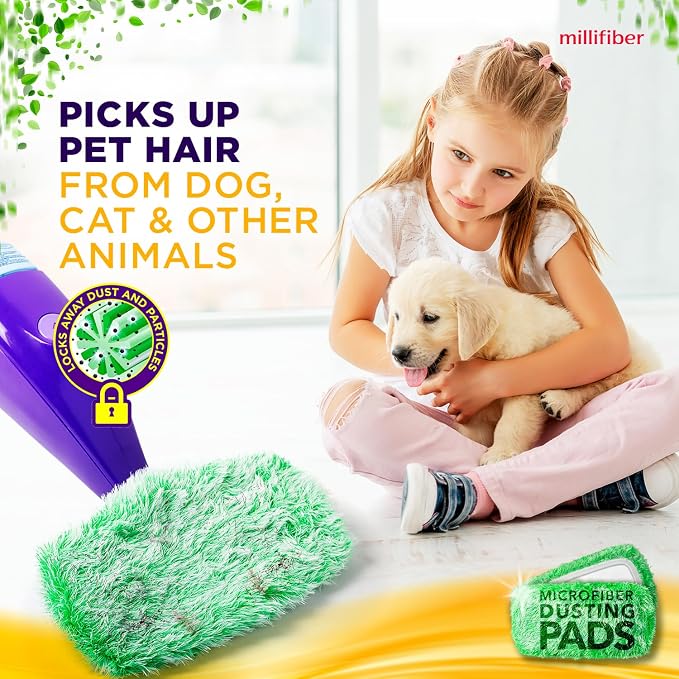 Millifiber Reusable Floor Duster Mop Refills for Swiffer WetJet (2 Pack) | Microfiber mop covers, pet hair & dust replacement pads, machine washable