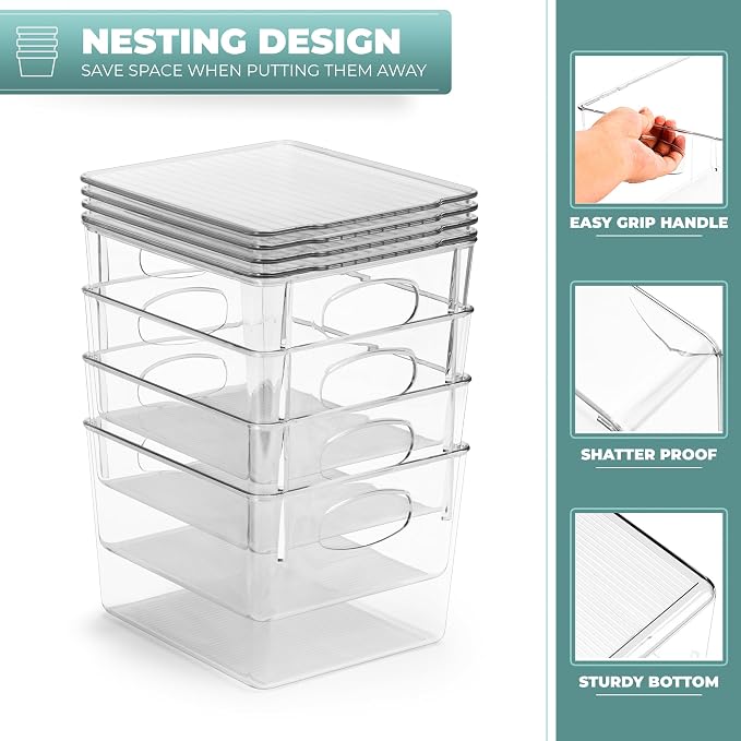 Sorbus Small Storage Containers with Lids - Small Plastic Storage Bins - Toy Organizers and Storage Bin - Clear Containers for Organizing (2 Pack), Medium