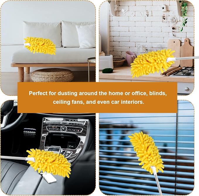 2pcs Duster Refills for Swiffer, Microfiber Dusters Heavy Duty Refills 360 Ceiling Fan Duster Replacements Reusable Hand Dusters for Cleaning (Yellow)