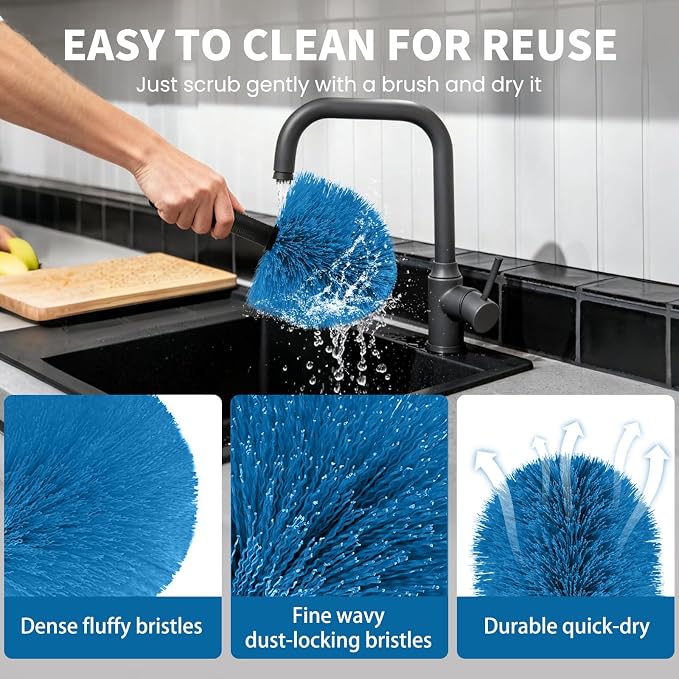 Cobweb Duster with Extension Pole, Dense Soft Bristles & Efficient Dust Removal, High Reach Cleaning 5-20FT Adjustable to 26FT, Indoor Outdoor for Ceilings/Corners/Fans