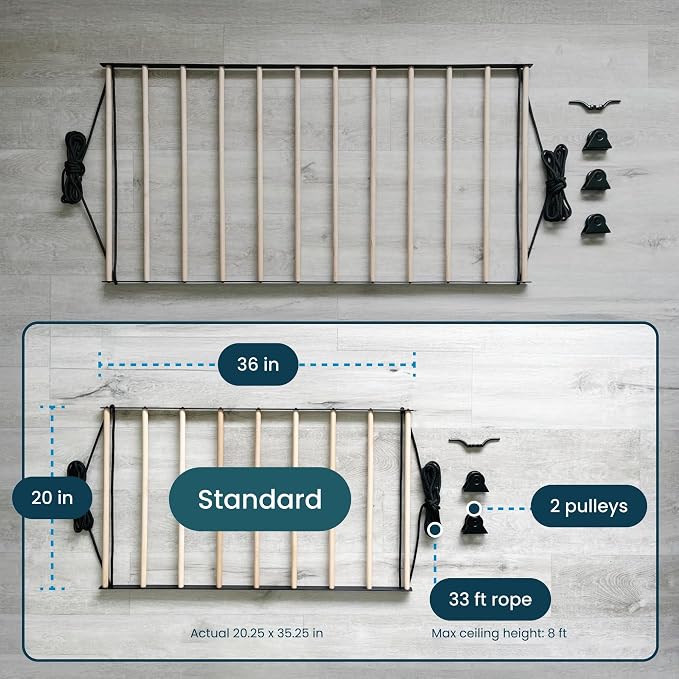 Ceiling Laundry Drying Rack w/Pulley System (36 INCHES)