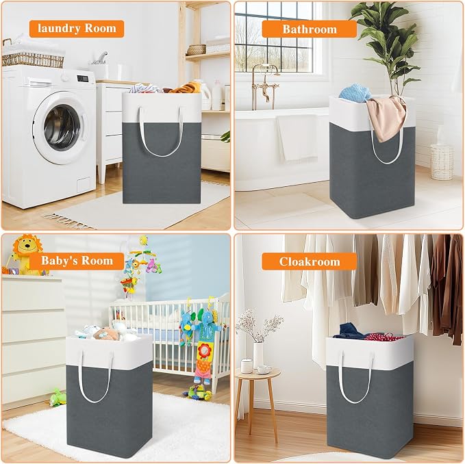 TasticTotes Laundry Basket 3-Pack, Laundry Hamper, 75L-Grey | Clothes Laundry Hamper, Collapsible Laundry Basket, Freestanding laundry hamper with Handles, Towel Storage for Home or Dorm