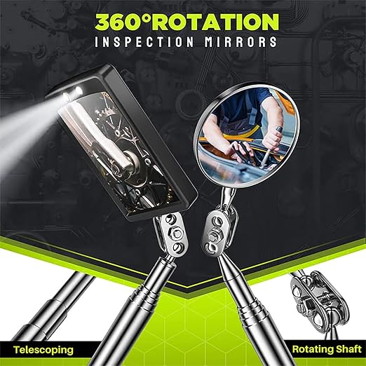Telescoping Magnetic Pickup Tool Set, Inspection Mirror Telescoping, LED Flashlight, Cool Gadgets for Men, Stocking Stuffers, Gifts for Dad, Husband, Kids, Boyfriend, Magnet Stick (Camo)