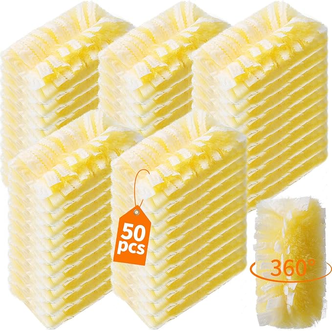 50 Count 360° Heavy Duty Duster Refills Compatible with Swiffer, Larger Size-Extra Thick Electrostatic Disposable dusters Refill for Electronics, Furniture, Blinds, Ceiling Fans, Unscented