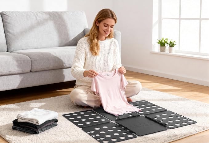 Geniusidea V1 Shirt Folding Board t Shirt Folder Durable PP Plastic Laundry Folders Folding Tool for Adults and Children Fast and Fun