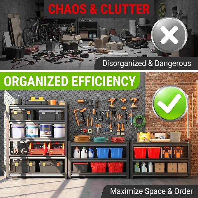 Garage Shelving, Heavy Duty Adjustable Boltless Metal Storage Shelving Units