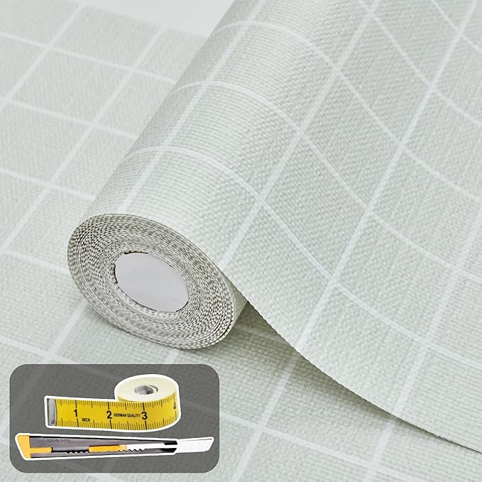Drawer and Shelf Liner for Kitchen Cabinet: 17 in X 20 Ft Non Slip | Waterproof Shelf Paper Non Adhesive Refrigerator Liners Light Gray Grid Easy Liners for Bathroom