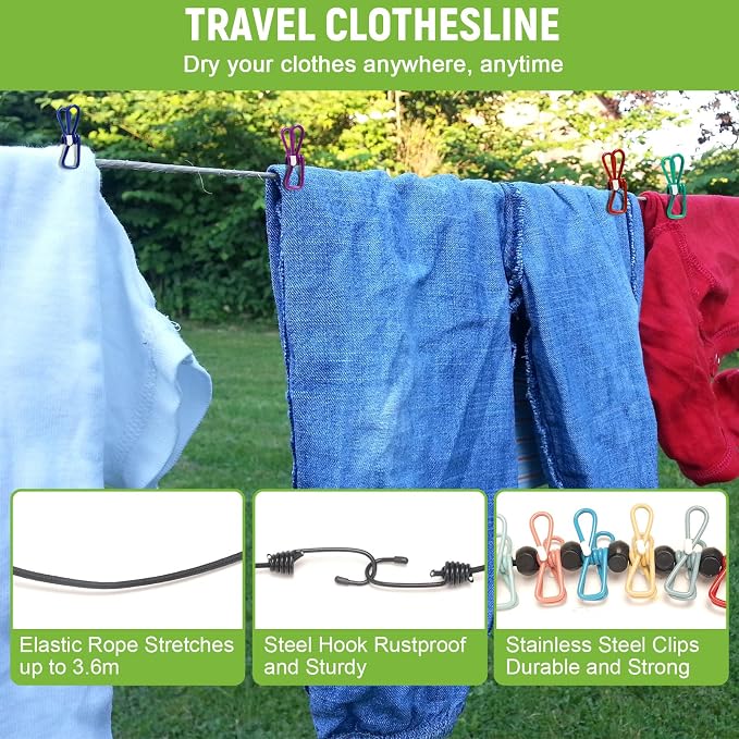 Portable Hand Wash Bag with Retractable Clothesline: manual washing machine, durable waterproof design for traveling