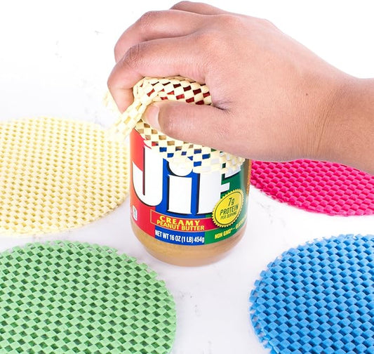Super Z Outlet 12 Pack Multi-Purpose Manual Jar Gripper Pad Rounds, Bottle Openers, Blue/Green/Red/Yellow