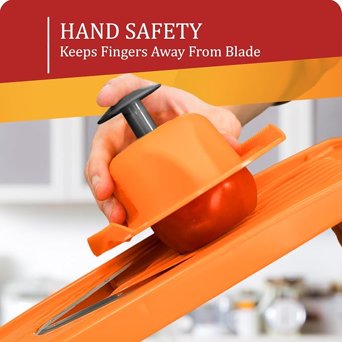 Borner by Reston Lloyd Food Safety Holder for Mandoline Slicers, Cutters & Graters, Protective Finger Guard for Safe Slicing & Grating, Made in Germany, Orange