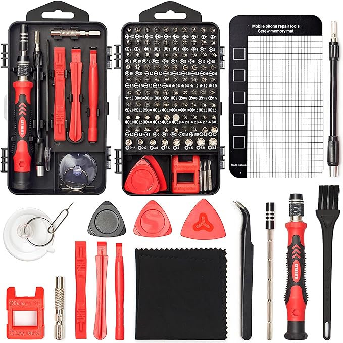 STREBITO Small Precision Screwdriver Set 124-Piece Electronics Tool Kit | 101 Precision Bits, Magnetic Screwdriver Set for Computer, Laptop, Cell Phone, PC, MacBook, iPhone, PS4, PS5, Xbox Repair