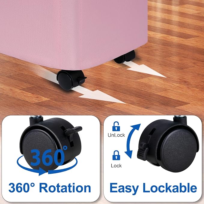 Slim Laundry Hamper with Wheels,15 Gal (55L) Rolling Laundry Basket with lid and wheels Clothes Hamper Foldable Tall Dirty Clothes Basket Sturdy Collapsible Clothes Hamper for Dorm,Laundry Room