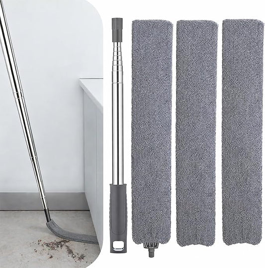 Retractable Gap Dust Cleaner with Extension Pole, Cleaning Tools with 3 Microfiber Dusting Cloths, Extendable Long Handle Duster for Cleaning Under Refrigerator Furniture Appliance
