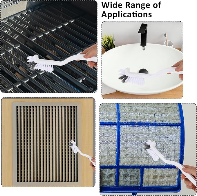 JJUNW 4Pcs Kitchen Scrub Brush, Angle Cleaning Brush, Right Angle Scrub Brush for Sink Household Dish Pot Pan Edge Corners, for Small Space Crevice Cleaning with Stiff Bristles (4)
