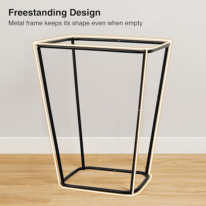 STO STO 75L Laundry Hamper, Space Saving Freestanding Clothes Basket with Iron Frame, Dirty Clothes Storage Bin with Removable Washable Liner for Bedroom, Bathroom, Dorm, Closet, Apartment, Beige