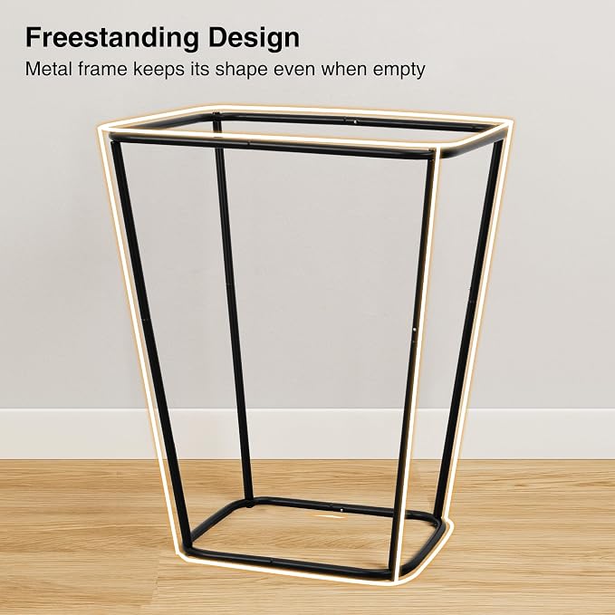STO STO 75L Laundry Hamper, Space Saving Freestanding Clothes Basket with Iron Frame, Dirty Clothes Storage Bin with Removable Washable Liner for Bedroom, Bathroom, Dorm, Closet, Apartment, Gray