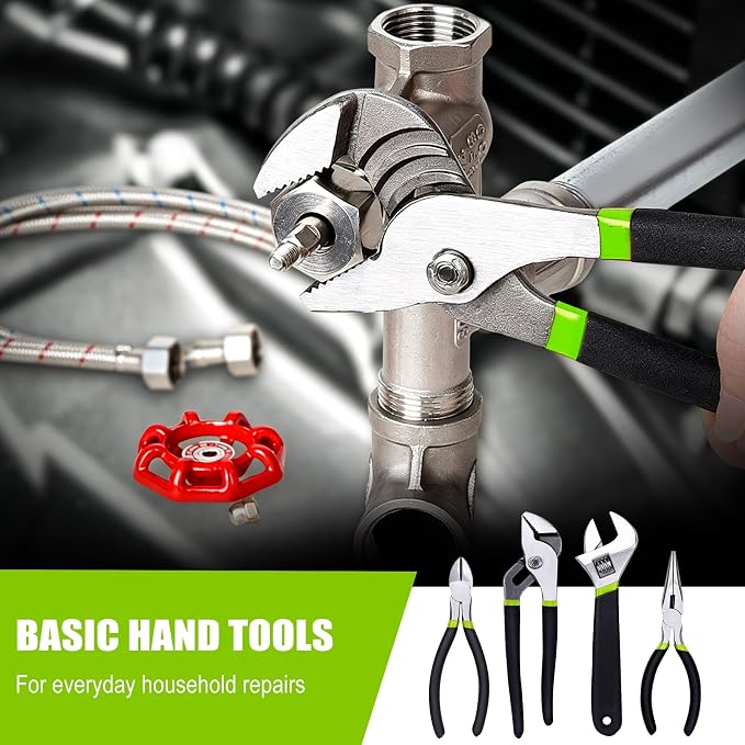 FASTPRO 236-Piece Home Repairing Tool Set, Mechanics Hand Tool Kit with 12-Inch Wide Mouth Open Storage Bag, Household Tool Set for DIY, Home Maintenance, Green