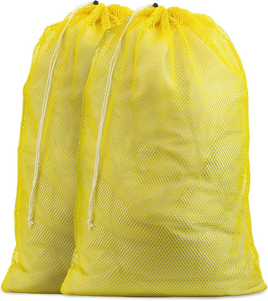 Handy Laundry Mesh XL Laundry Bag 24"x36" 2-Pack, Heavy Duty, Yellow | 2-Pack, XL 24x36 Mesh Laundry Bag, Secure Drawstring, Heavy Duty, Machine Washable, for Delicates Dorm Travel Storage, Yellow