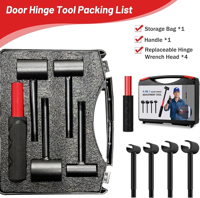 4 in 1 Door Hinge Adjustment Tool Upgraded, Hinge Gap Adjusting Wrench | Door Repair Kit for Residential and Commercial,Hinge Wrench Bender Set with Rubber Grip,Cabinet Alignment Fits 14-25mm Hinges
