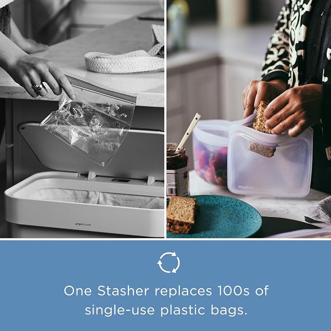 Stasher Premium Reusable Silicone Food Storage Bags, 5-Pack, Tie Dye | Food-Safe Silicone, Eco-Friendly, Reusable Freezer Bags, Microwave, Dishwasher, Oven, Snack Bags, Lunch Containers, Meal Prep