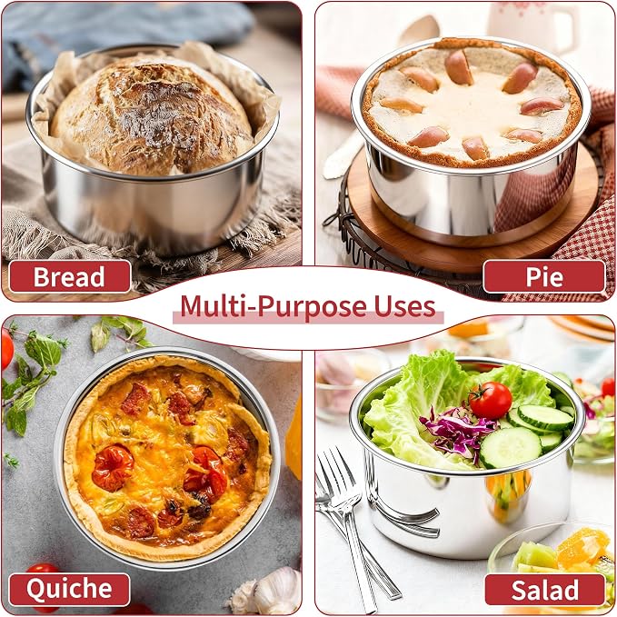 TeamFar 5 Inch Cake Pan Set of 6, Stainless Steel Small Layer Cake Baking Pans Tins, Round Bakeware for Birthday Wedding Party, Non-Toxic & Healthy, Mirror Finish & Dishwasher Safe