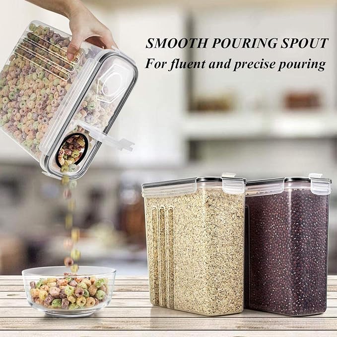 Wildone Airtight Food Storage Containers with Lids | 8pcs Plastic Kitchen and Pantry Organization Canisters for Cereal, Flour and Sugar, BPA Free, Includes 20 Labels, 2.5L/85.4oz