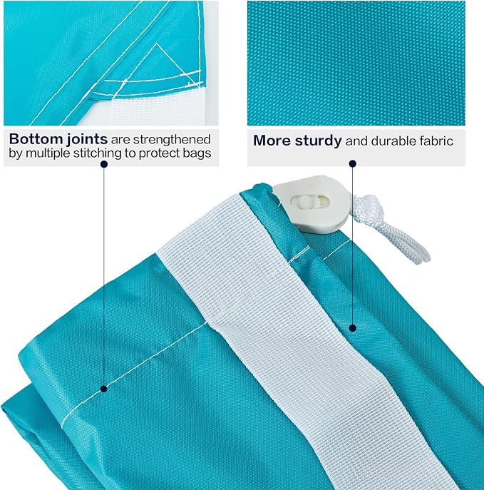 HOMEST XL Laundry Bag with Strap, Clothes Organizer for Dorm & Travel | Heavy-duty nylon material supports bulky garments and daily transport between baskets and storage areas, Sky Blue