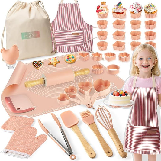 Ultimate Baking Kit for Kids - 38 Piece Kitchen Tools, Food Grade Silicone, BPA/BPS Free - Real Cooking Set for Ages 8-12 - Girls Boys Birthday Stocking Stuffer - Danish Orange