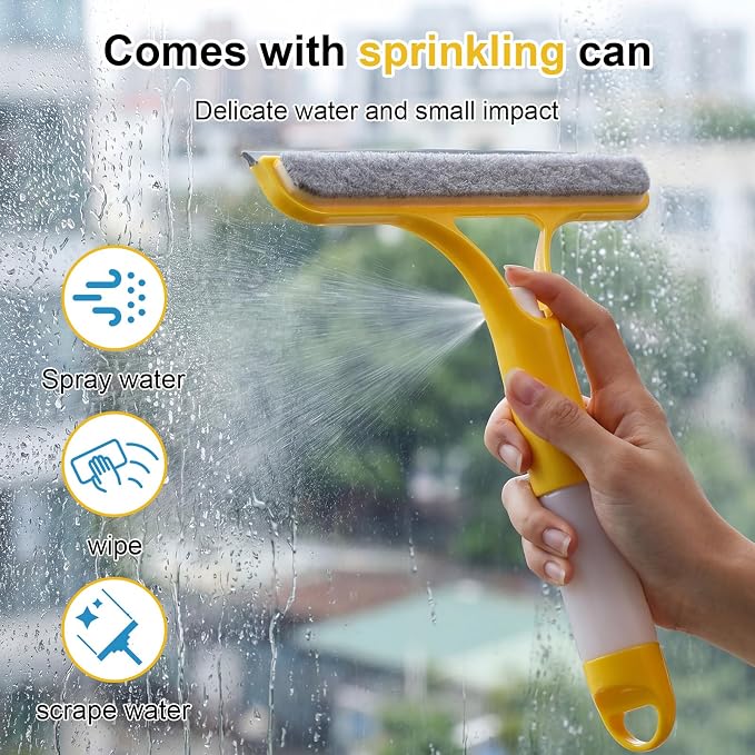 6 pcs 3 in 1 Window Cleaning Scraper, 3 in 1 Multicolor Window Scrubber, Spray, Sponge Wipe, Silicone Squeegee, Suitable for Cleaning Bathroom Glass, Mirrors, Car Windows Easy to Clean Kit
