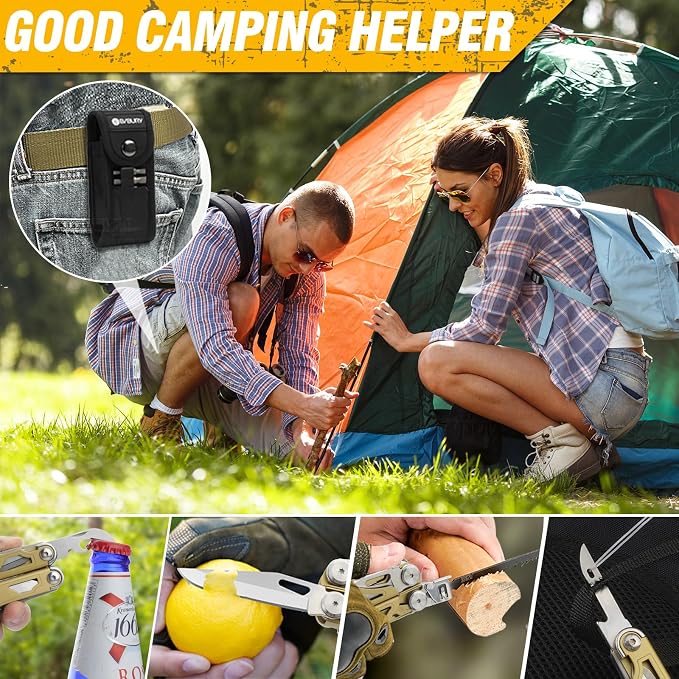 BIBURY 31-in-1 Multitool Pliers Pro,EDC Pocket Knife & Screwdriver-BI2045 | Stainless Steel Multi Tool with Replaceable Wire Cutters, Saw, Large Scissors, Ideal for Camping,Survival,Repair
