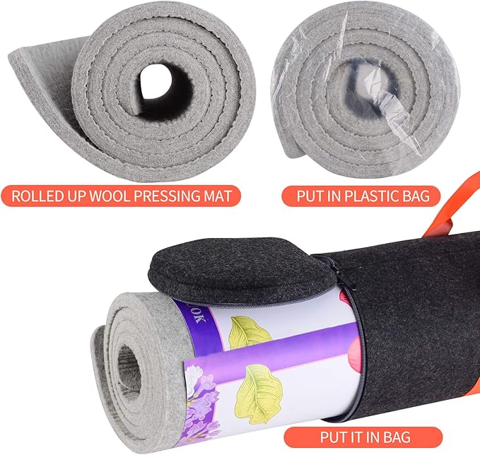 Rdutuok Wool Pressing Mat 60 x 22 Inch Extra Large Ironing Mat for Quilting 1/2" Thick 100% New Zealand Wool Ironing Pad for Quilters Tabletop Ironing Board Alternative for Sewing and Embroidery